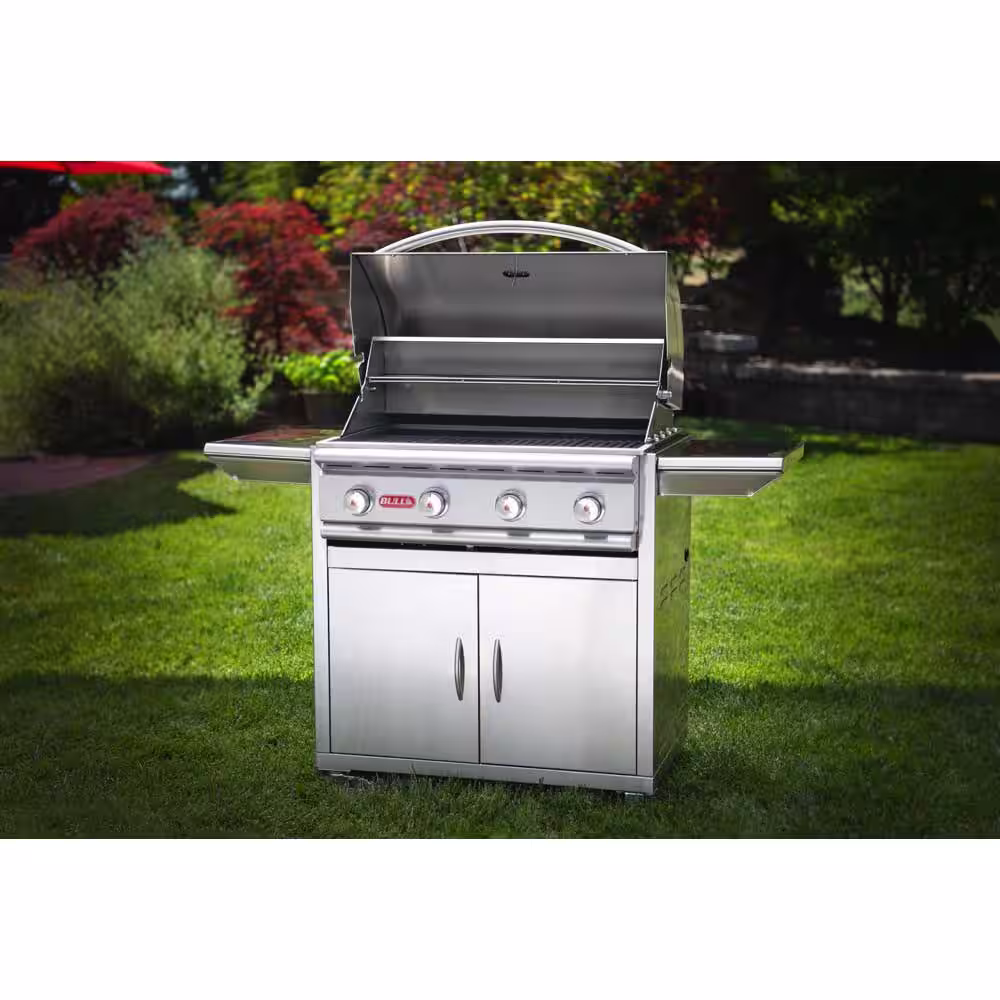 BULL Stallion 4-Burner Cart Propane Grill in Stainless Steel