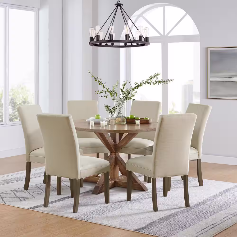 Alaterre Furniture Gwyn Cream Polyester Upholstered Parsons Chair (Set of 2)