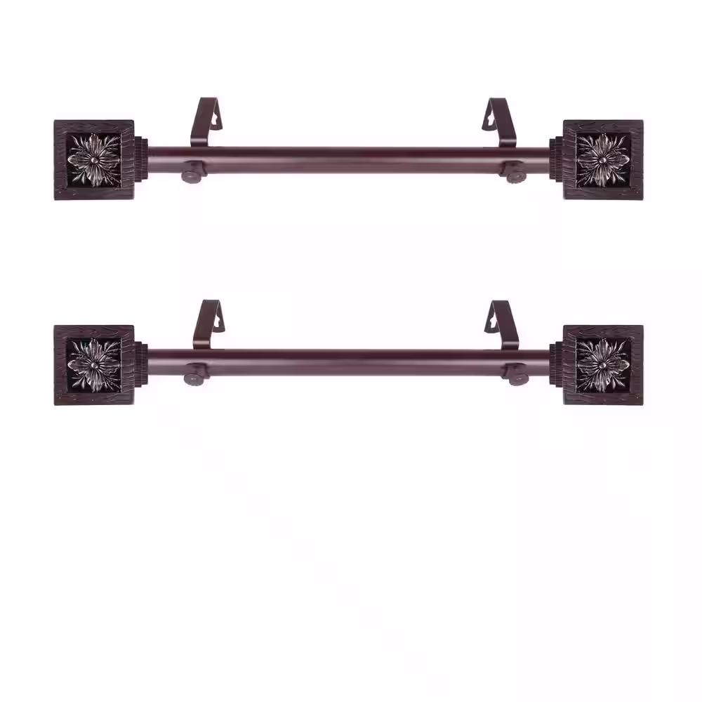 Rod Desyne Ophelia 12 in. - 20 in. L Adjustable 1 in. Dia Single Side Window Curtain Rod in Mahogany (Set of 2)