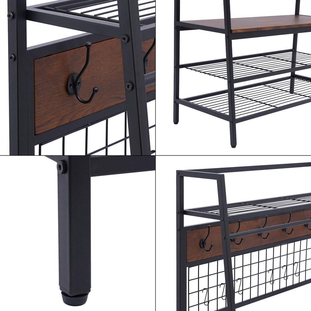 None Brown Metal Clothes Rack 37 in. L x 17 in. W x 72 in. H