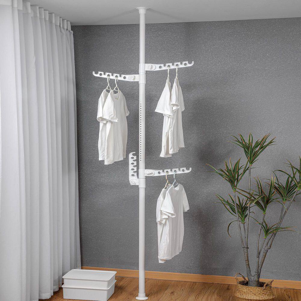 Tidoin 24 in. x 122 in. White Metal Clothes Rack