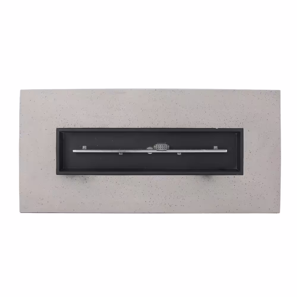 Noble House Mayfair Light Gray Rectangular Stone Fire Pit (No Tank Holder)