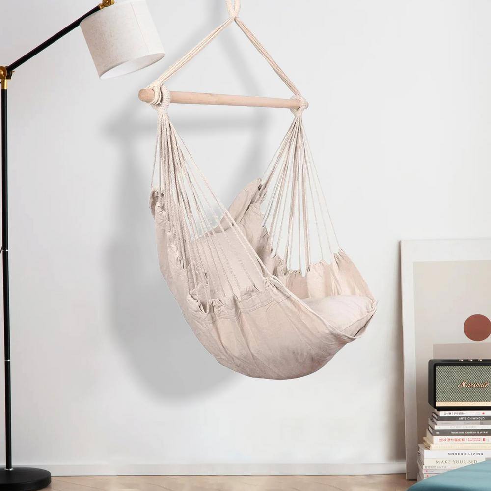 Maincraft 3.25 ft. Portable Hammock Rope Chair with 2 Seat Cushions and Carrying Bag