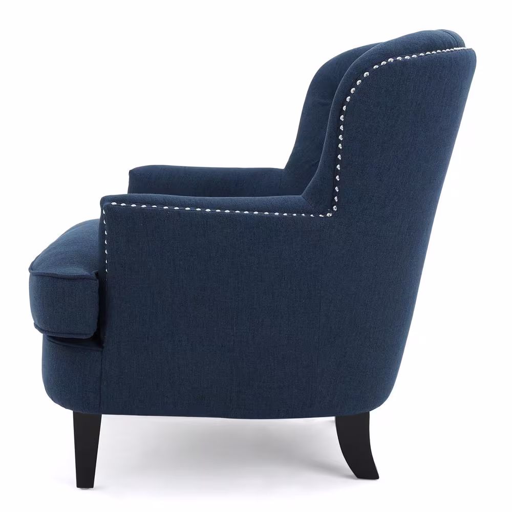 Noble House Tafton Dark Blue Fabric Tufted Club Chair