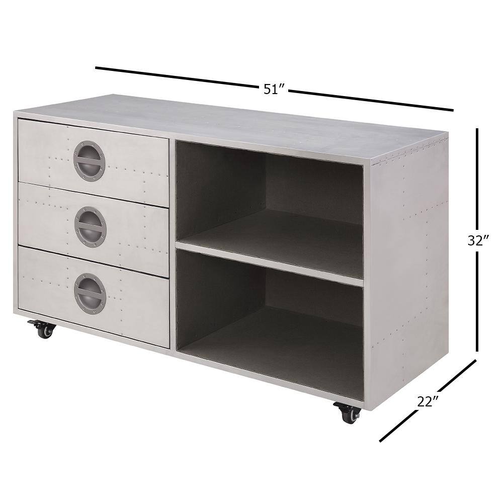 Acme Furniture Brancaster Aluminum File Cabinet with Drawers