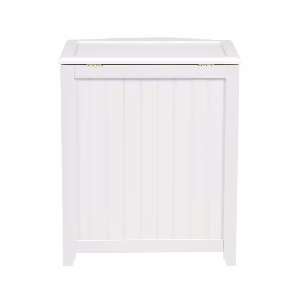 Oceanstar White Wainscot Style Bowed Front Laundry Hamper