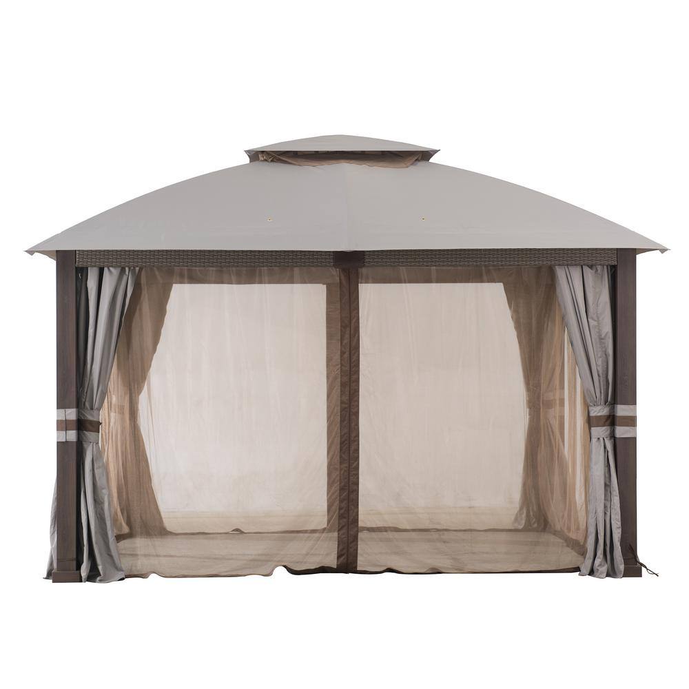 Sunjoy SummerCove Fiona 11 ft. x 13 ft. Light Gray 2-tier Gazebo