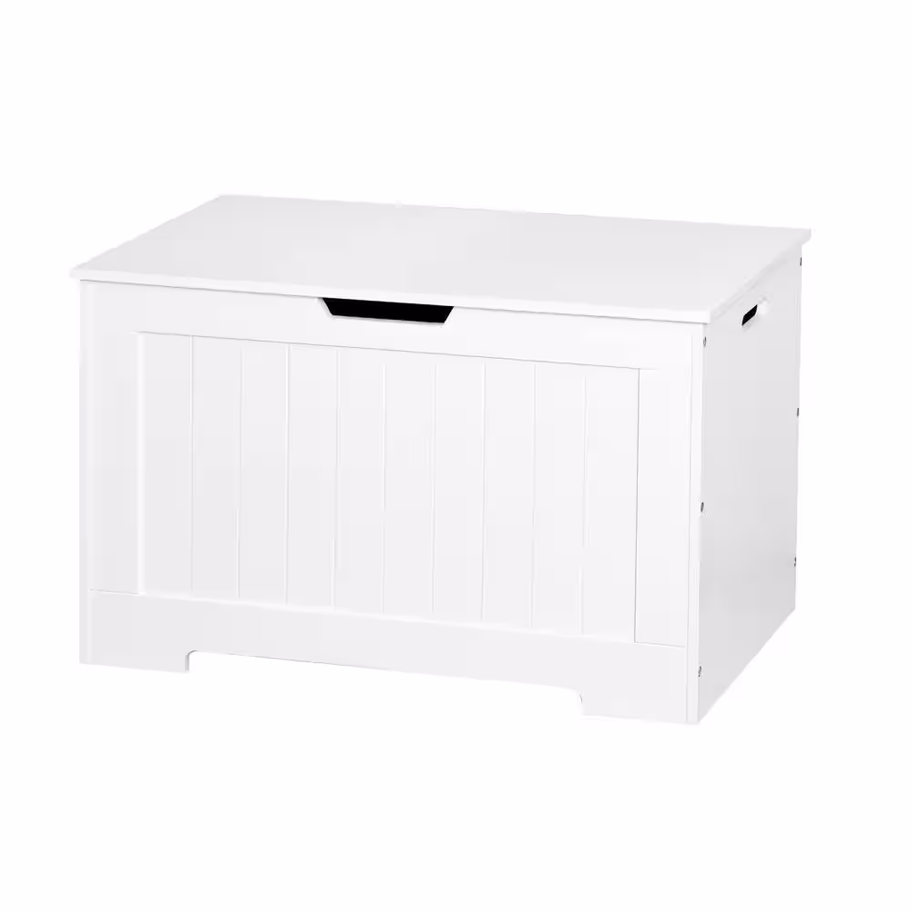 Qualler White Storage Bench with 2 Safety Hinges (18.9 in. H x 29.9 in. W x 15.8 in. D)