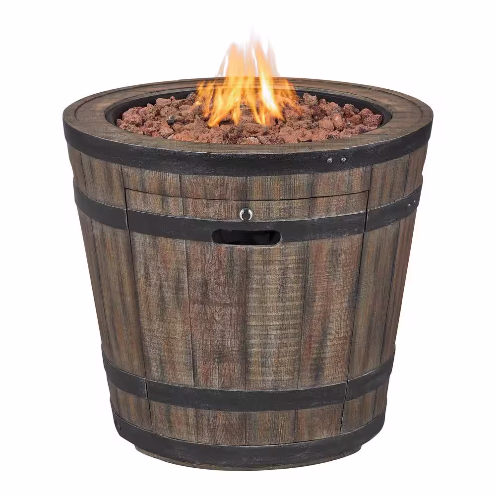 Hampton Bay 27 in. W x 24 in. H Round Barrel Fire Table