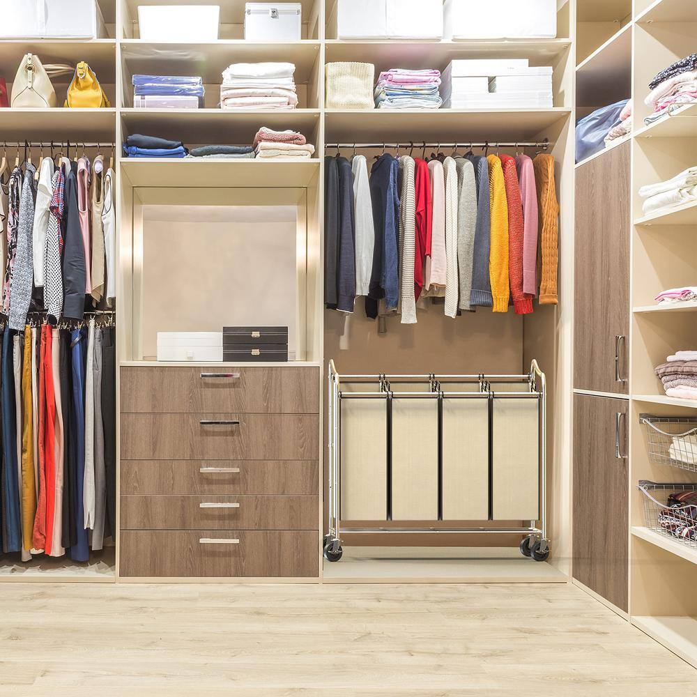 None 32.3 in. W x 17.5 in. D x 33 in. H Fabric Laundry Basket Hamper with Wheels Chrome