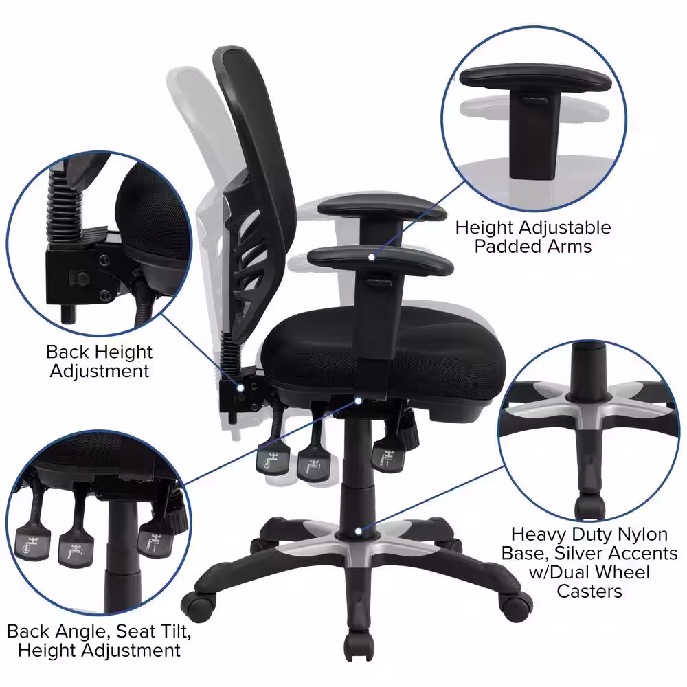 Flash Furniture Mesh Swivel Ergonomic Office Chair in Black