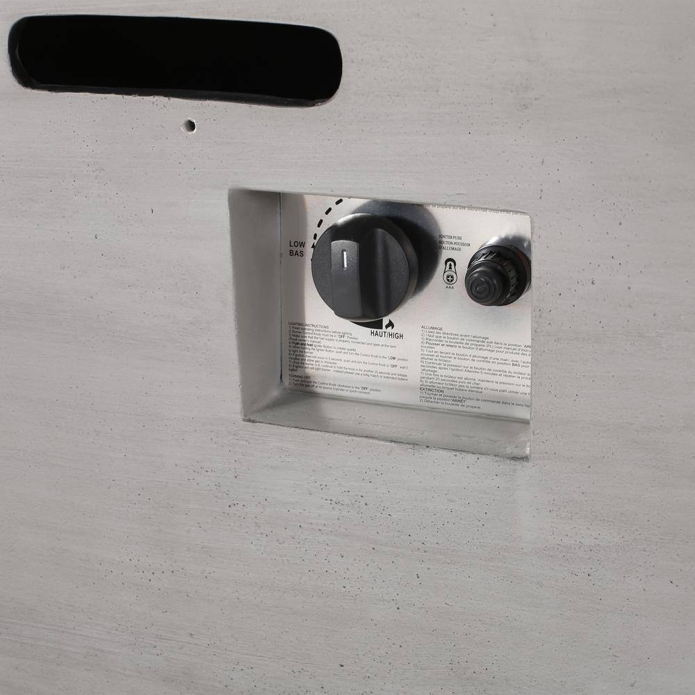 Noble House Langton 19.50 in. x 29 in. Rectangular Concrete Propane Fire Pit in Dark Grey