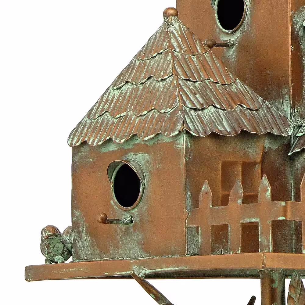 Zaer Ltd. International Plumsteadville Copper Multi-Bird Condominium Birdhouse Stake