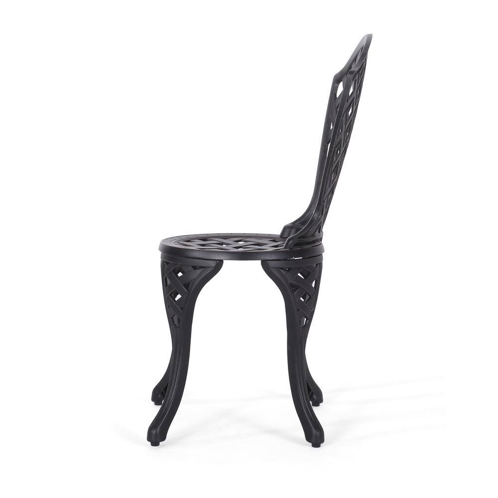 Noble House La Sola Black With Bronze 3-Piece Metal Round Outdoor Bistro Set