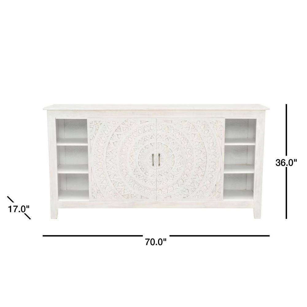 Home Decorators Collection Chennai 70 in. White Wash TV stand