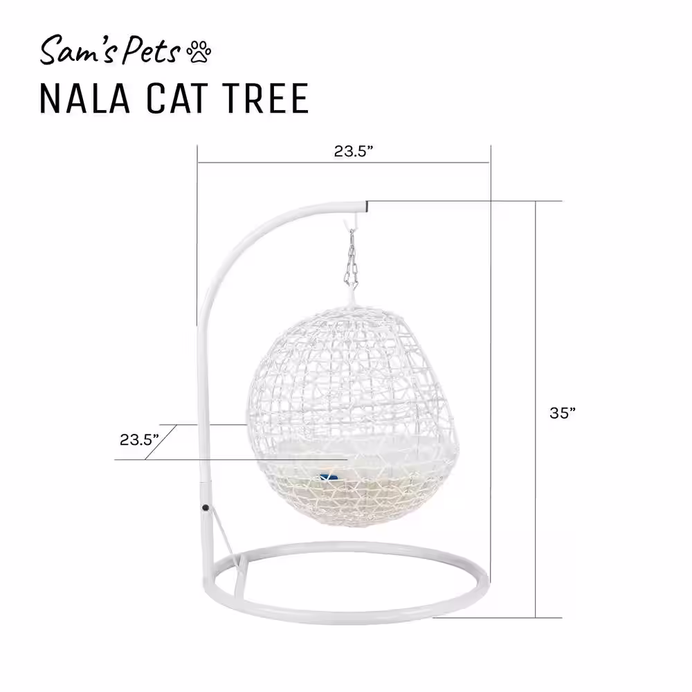 None Nala Medium White Hanging Egg Cat Condo Bed