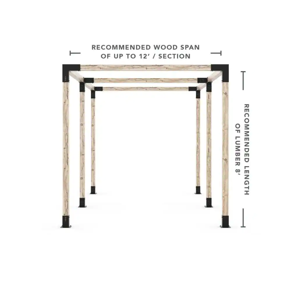 TOJA GRID Any Size Double Pergola Kit, for 4x4 Wood