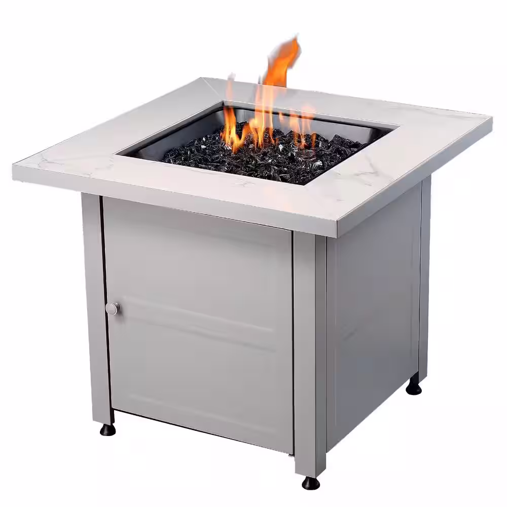 Endless Summer 30 in. Gas Fire Pit Table with Cover, Black Glass