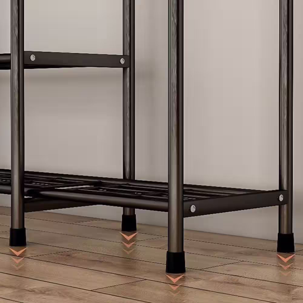 None Black Metal Garment Clothes Rack with Shelves 43 in. W x 81 in. H