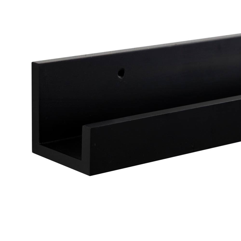 Kate and Laurel Levie 4 in. x 24 in. x 4 in. Black MDF Floating Decorative Wall Shelf Without Brackets