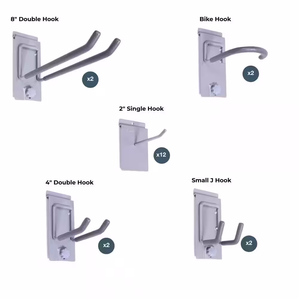 CROWNWALL 48 in. H x 96 in. W Basic Bundle PVC Slatwall Panel Set with Locking Hook Kit in Graphite (20-Piece)