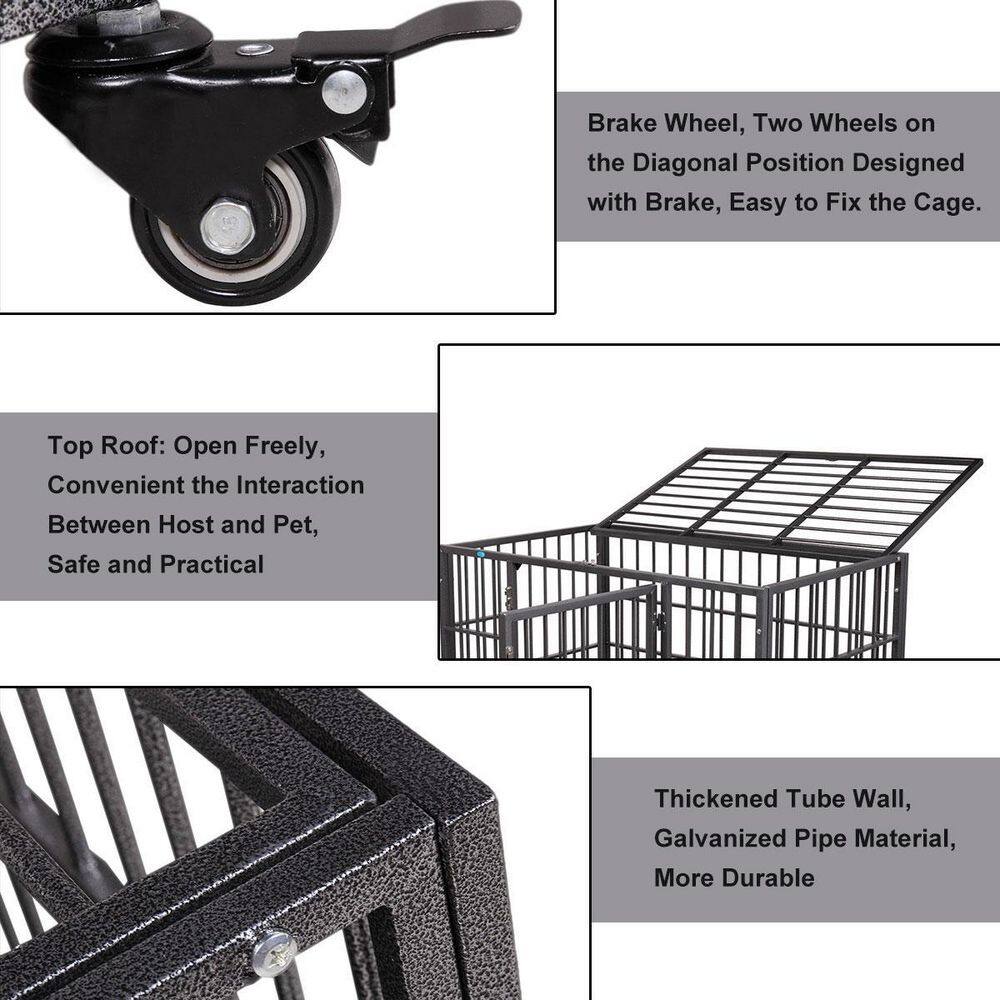 COZIWOW Heavy Duty Dog Crate Cage Pet Kennel With Tray and Locks Design