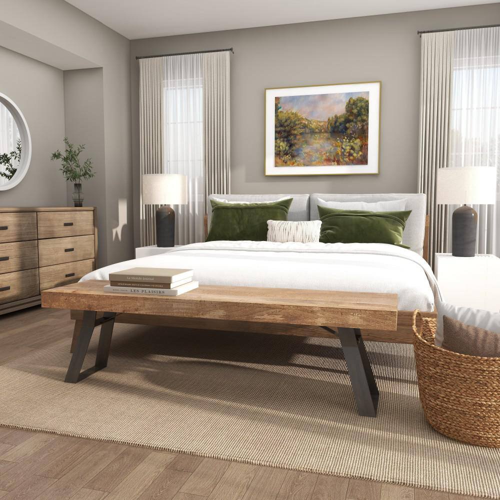 Litton Lane Light Brown Bench 18 in. X 63 in. X 16 in.