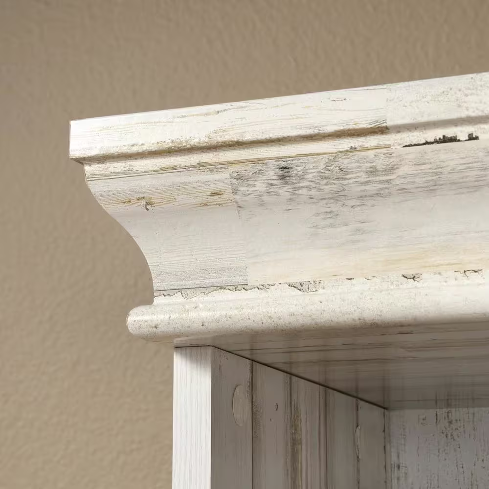 SAUDER 75 in. White Plank Faux Wood 10-shelf Standard Bookcase with Cubes