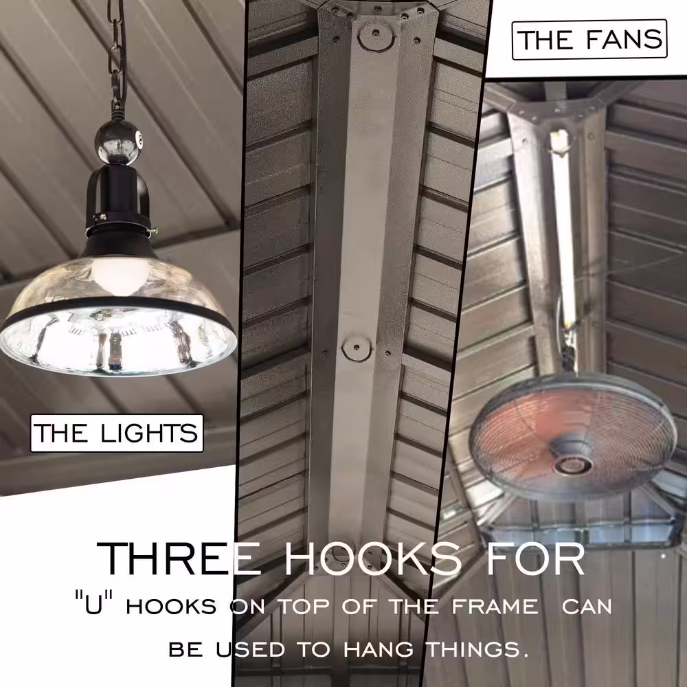 KOZYARD Alexander 12 ft. x 18 ft. Brown Aluminum Gray Hardtop Gazebo with Galvanized Steel Roof