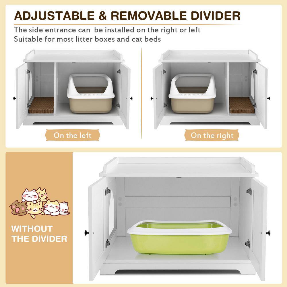 None 29 1/2 in. W x 20 in. White MDF Cat Litter Box Enclosure with Scratch Pad