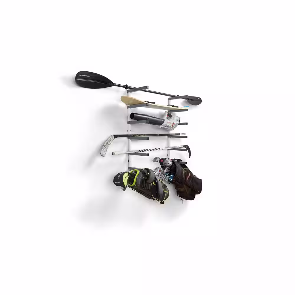 BORA 39.5 in. H x 72 in. W x 12.5 in. D 6-Level White/Gray Mounted Steel Garage Wall Shelf