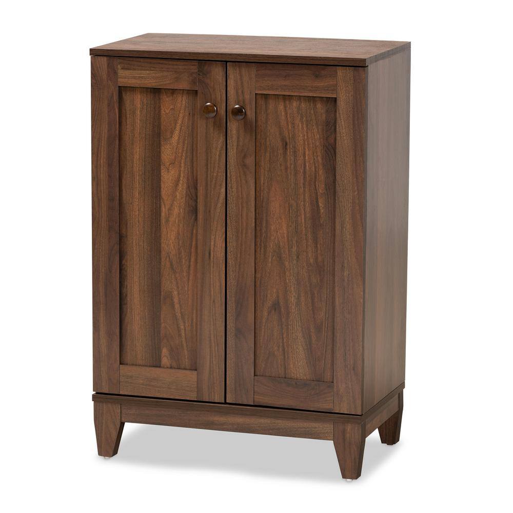 Baxton Studio 34.6 in. H x 23.6 in. W Brown MDF Shoe Storage Cabinet