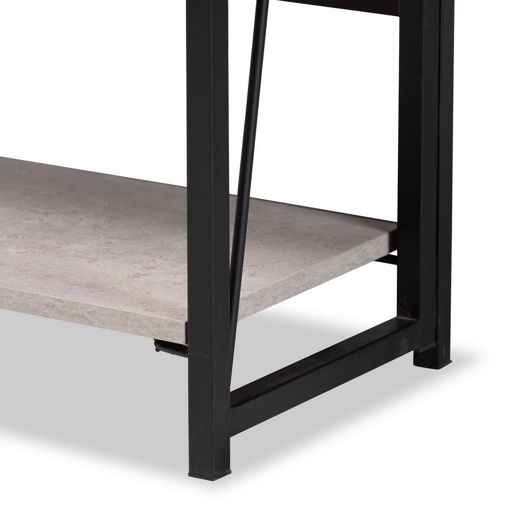 Baxton Studio Lakota Light Grey and Black 4-Tier Metal Shelving Unit (23.6 in. W x 49.2 in. H x 11.8 in. D)