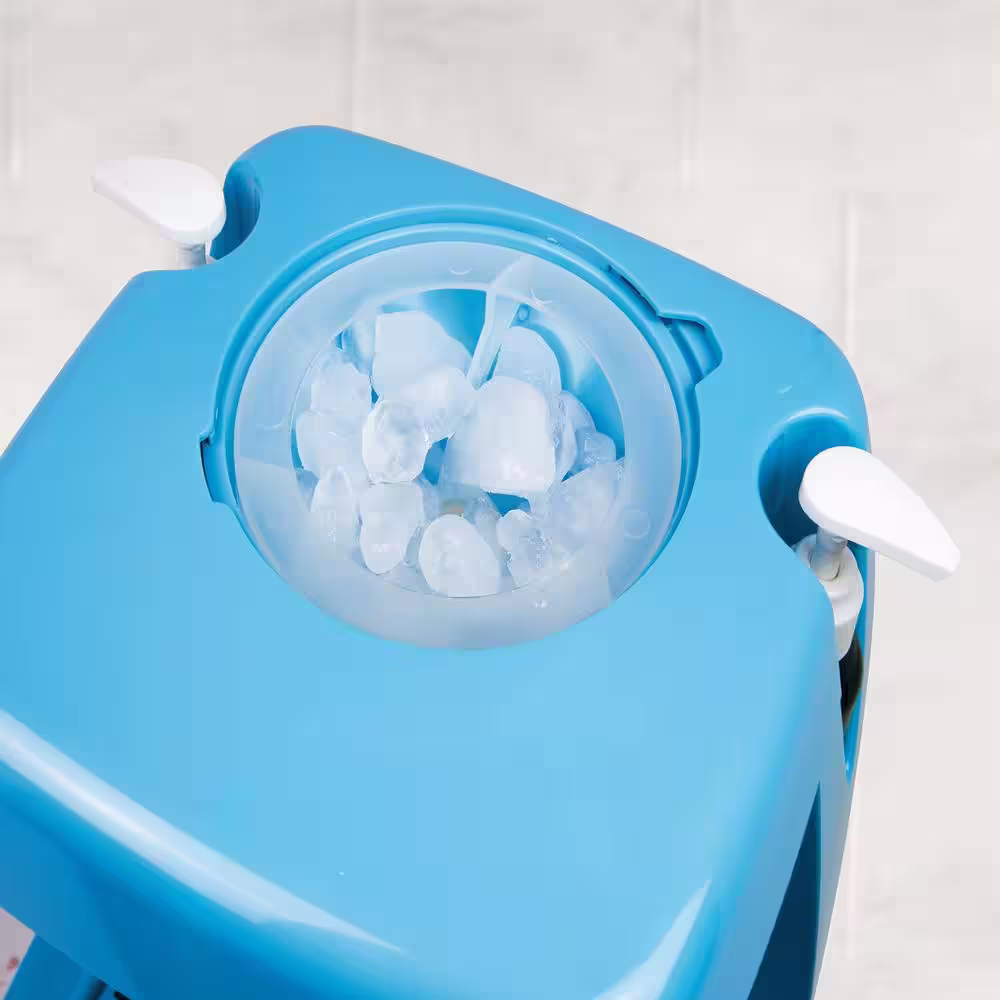 Nostalgia 30 W Blue Snow Cone Maker with Two 4-oz. Reusable Pump Syrup Bottles