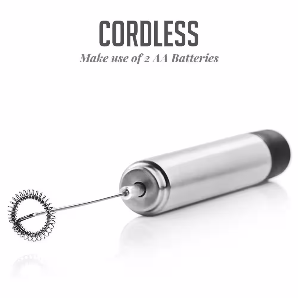 OVENTE Stainless Steel Milk Frother, Coffee Mixer Wand, Silver (FRS1020B)