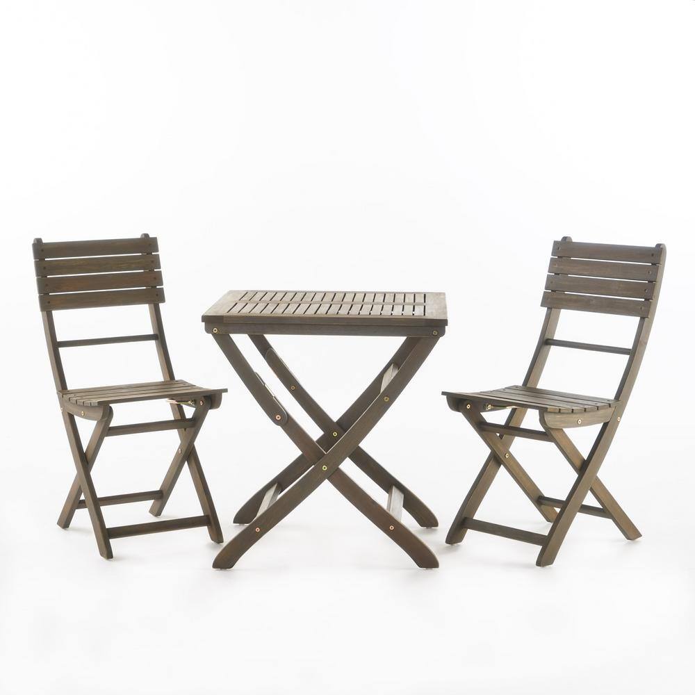 Noble House Positano Brown 3-Piece Wood Outdoor Bistro Set