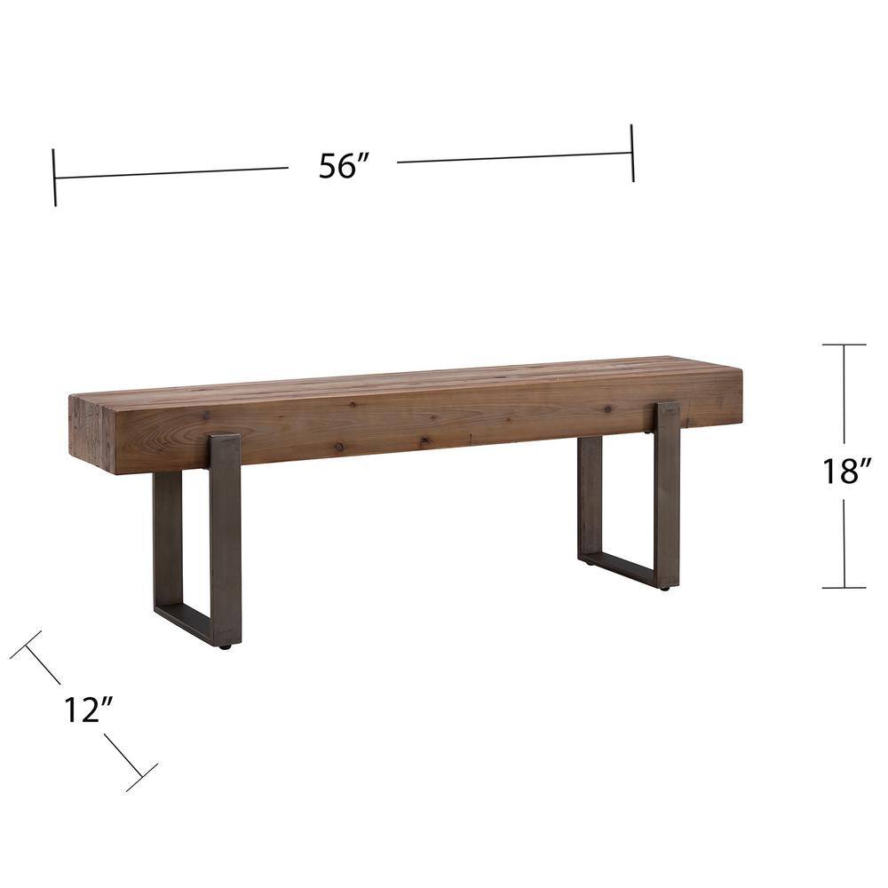 Southern Enterprises Gavrielle Natural Reclaimed Wood Rustic Industrial Bench