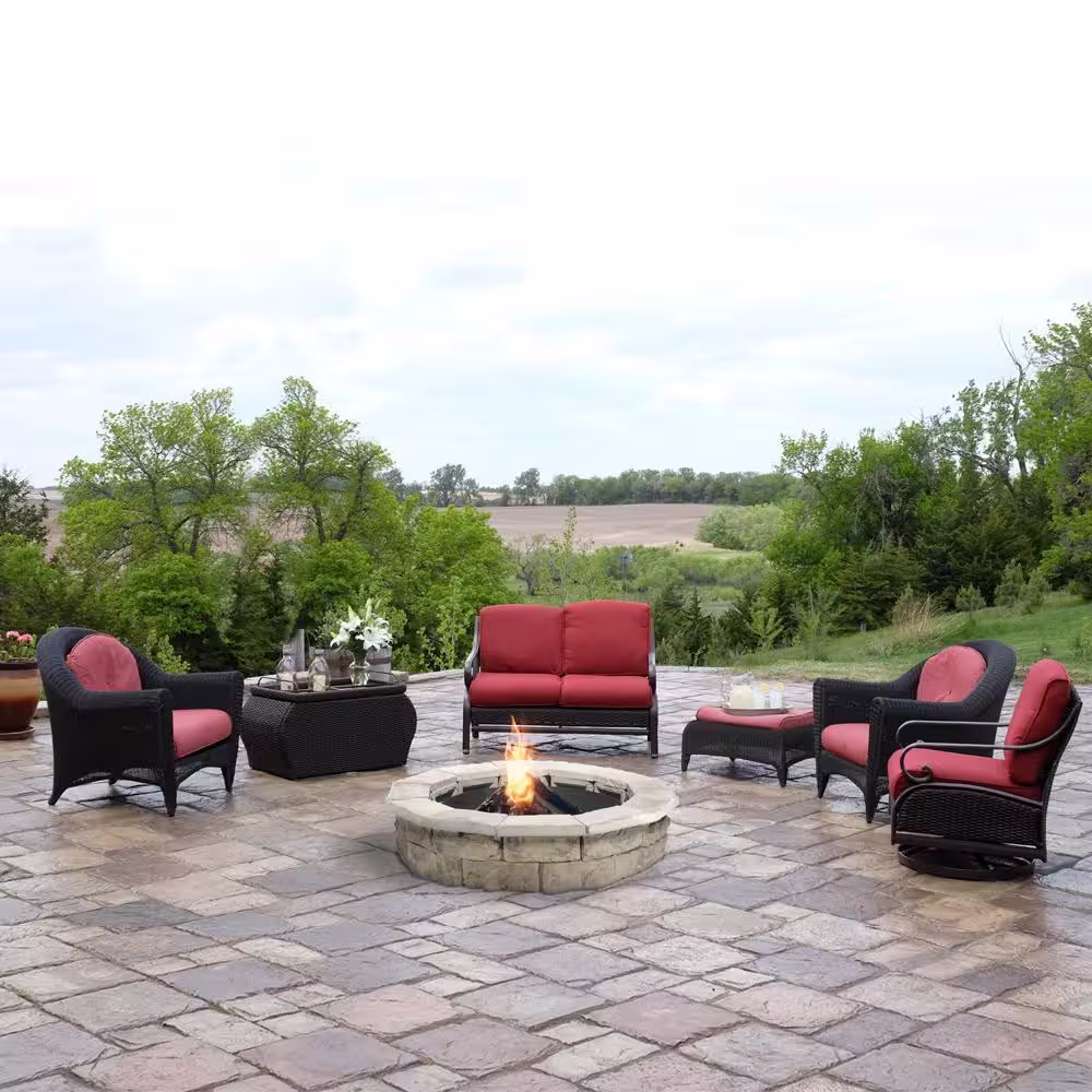 Natural Concrete Products Co 44 in. x 14 in. Concrete Fossill Limestone Round Fire Pit Kit