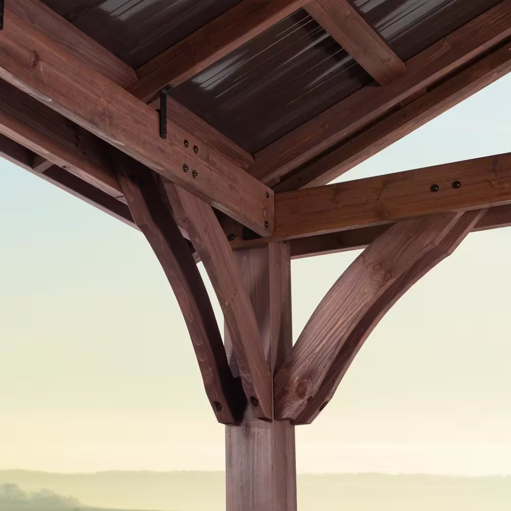 Backyard Discovery Arlington 12 ft. x 12 ft. Wooden Gazebo with Steel Roof