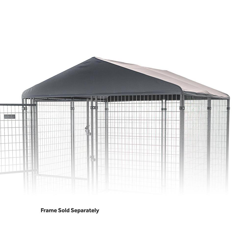 Lucky Dog 8 ft. x 8 ft. Steel Grey Canopy Executive Coverage Area - 0.0015-Acres In-Ground Kennel Cover