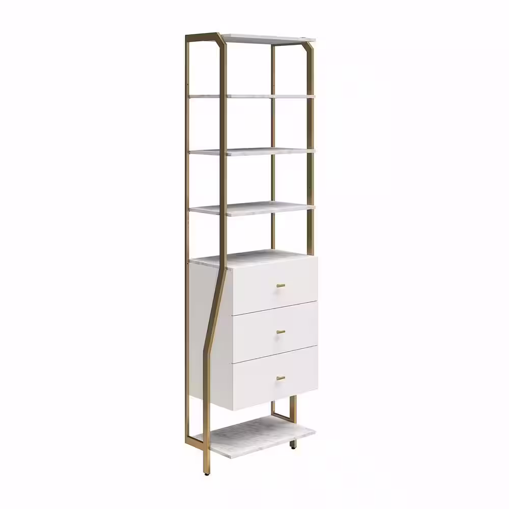 CosmoLiving by Cosmopolitan Gwyneth 24 in. W Wall Mount Wood Closet System Closet, White Marble