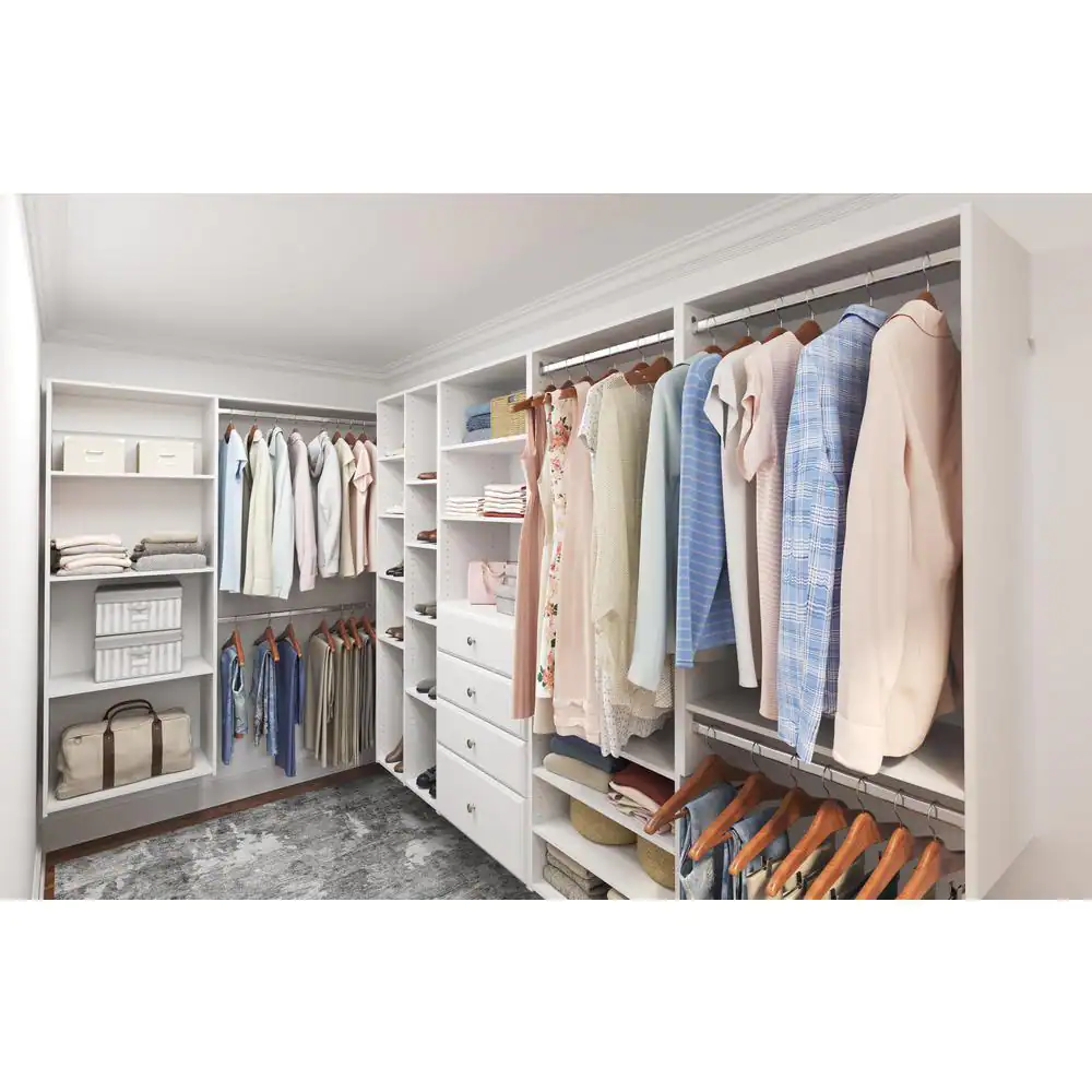 Closet Evolution Basic Hanging 60 in. W - 96 in. W White Wood Closet System