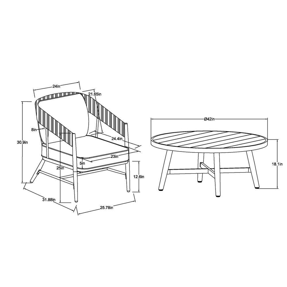 Hampton Bay Aspenwood 5-Piece Wicker Patio Chat Set with White Cushion