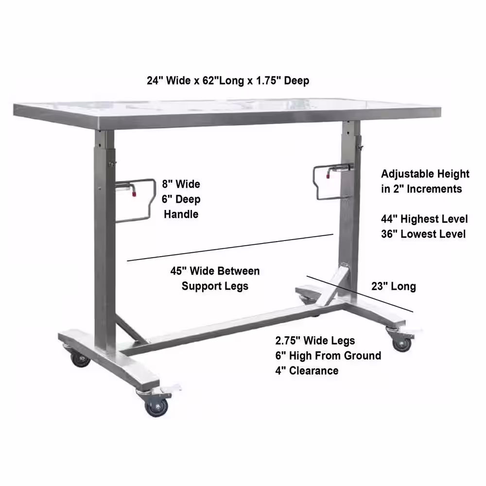 Sportsman 62 in. Stainless Steel Adjustable Work Table with Casters