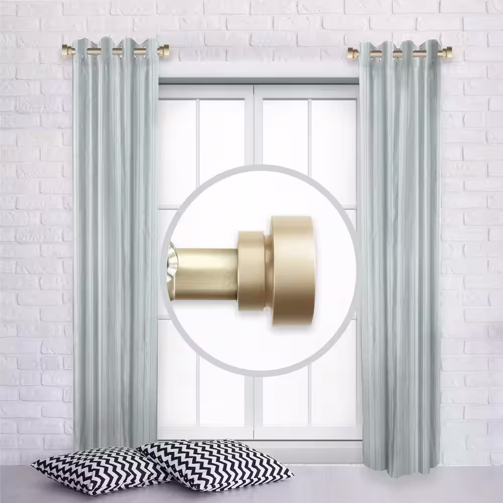 Rod Desyne 12 in. - 20 in. Single Curtain Rod in Light Gold (Set of 2)