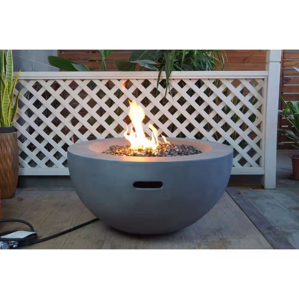 Hampton Bay Grove Park 36 in. x 18 in. Round Concrete Propane Gas Fire Pit