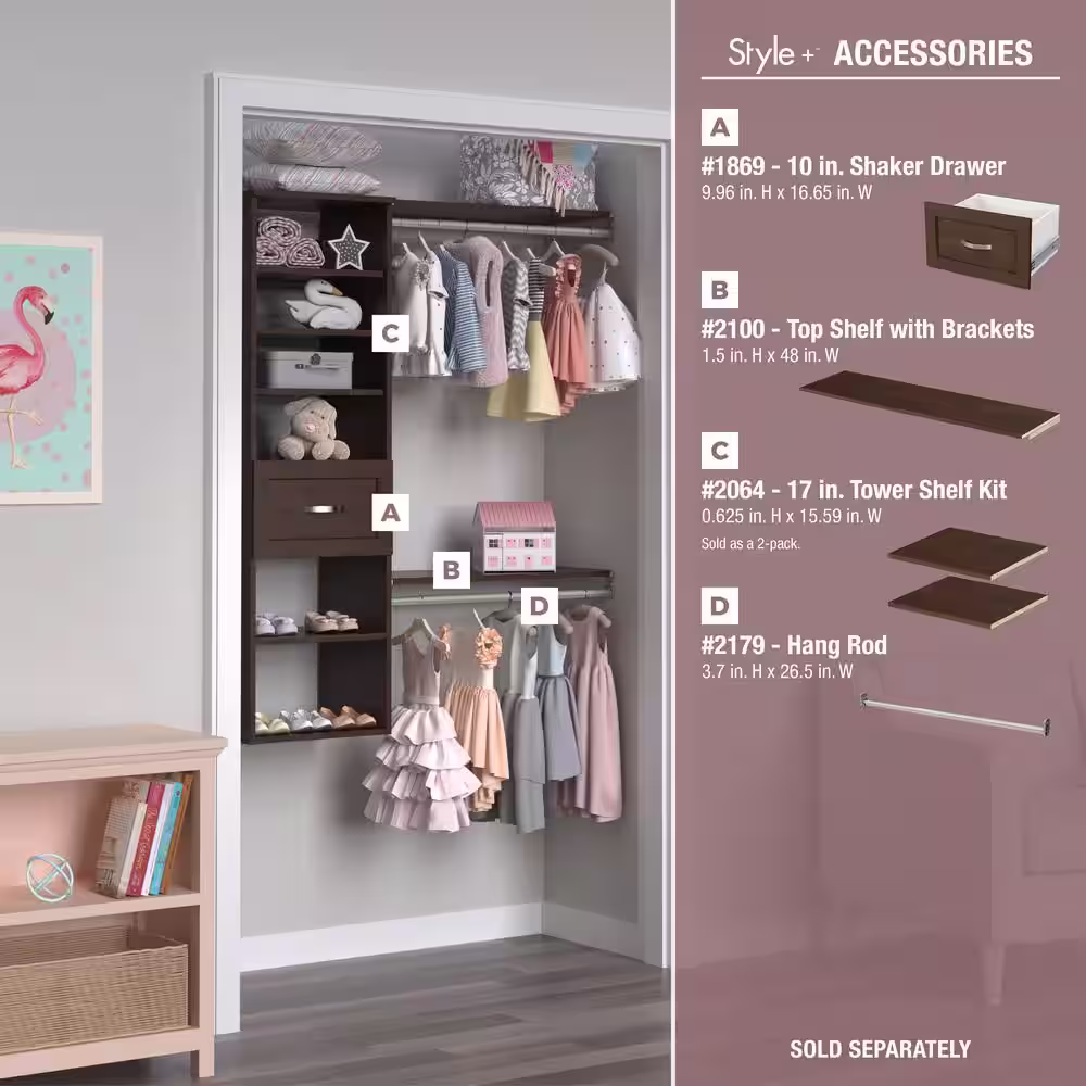 ClosetMaid Style+ 17 in. W Chocolate Hanging Wood Closet Tower