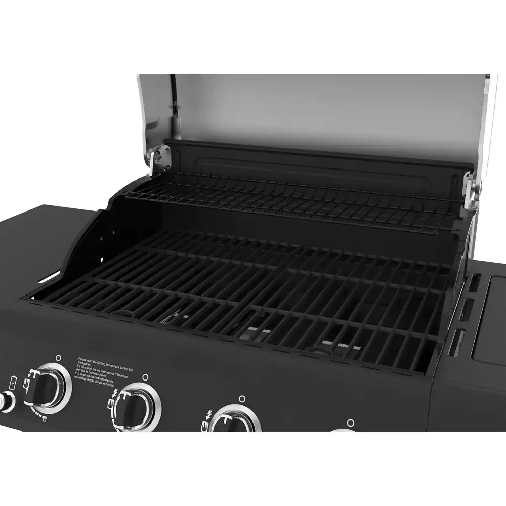 Nexgrill 4-Burner Propane Gas Grill in Black with Side Burner and Stainless Steel Main Lid