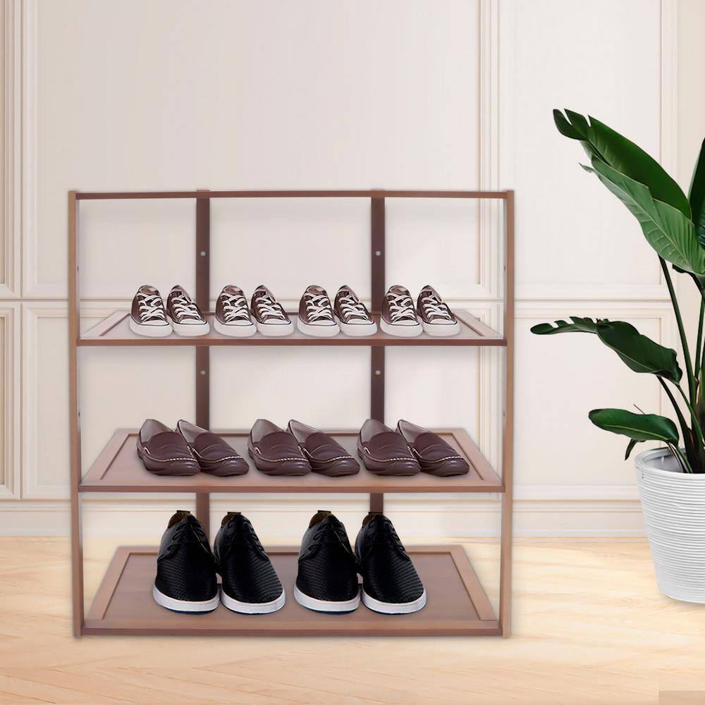 None 21.65 in. H 6-Pair 4-Tire Bamboo Shoe Rack