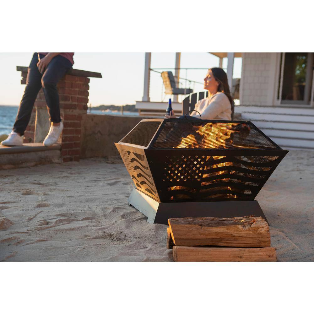 Endless Summer 28 in. D Steel Patriot American Flag Wood Burning Fire Pit